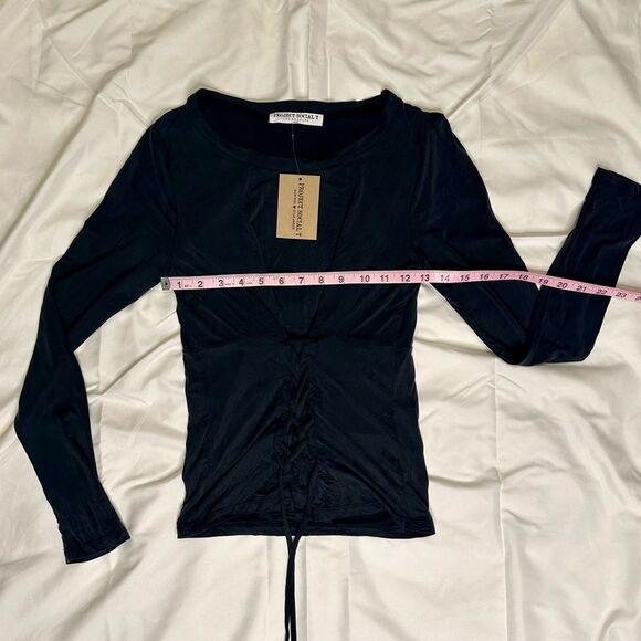 Project Social T Black Rio Long Sleeve Ruched Corset Top (Style #454651) Sm NWT - Picture 7 of 9